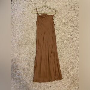 Young broke and fabulous bronze slip dress small